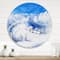 Designart - Winter Mountain Landscape With Wooden House - Traditional Metal Circle Wall Art